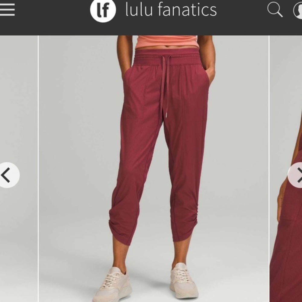 Lululemon Dance Studio Mid-Rise Crop Joggers 25" Sz 2 Mulled Wine Burgundy 2054